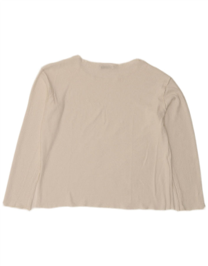 Zara Γυναικείο Crop Oversized τοπ μακρυμάνικο UK 10 Small White