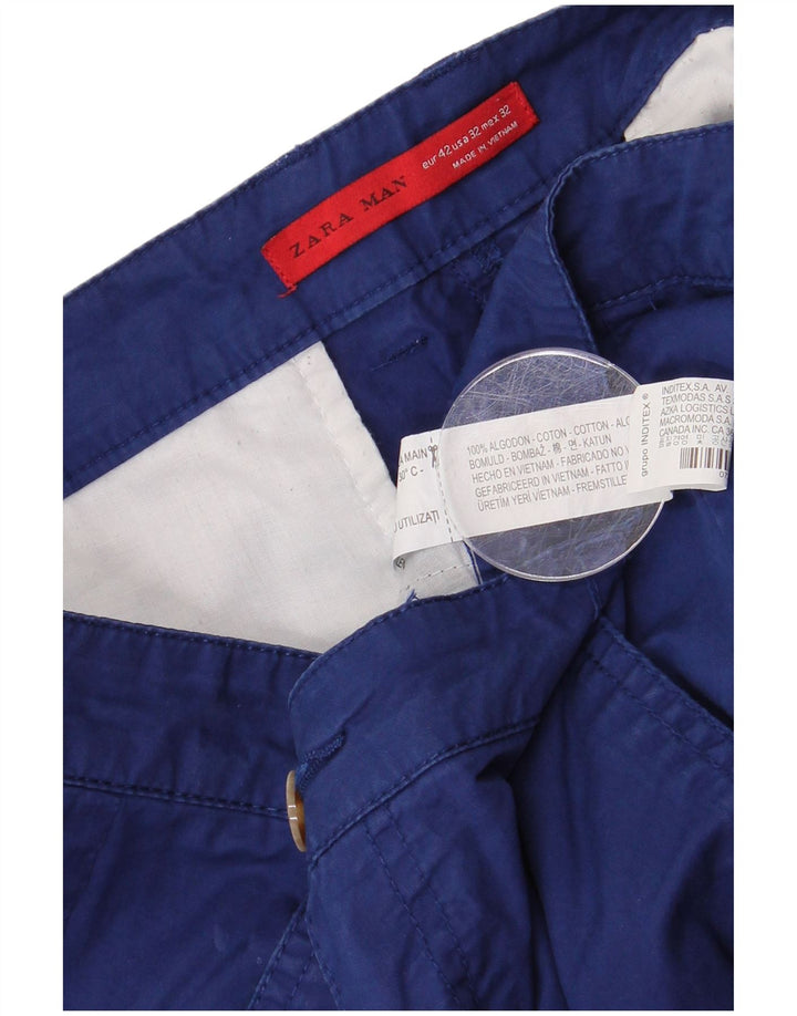 ZARA Ανδρικό σορτς Chino EU 42 Large W32 Μπλε βαμβακερό