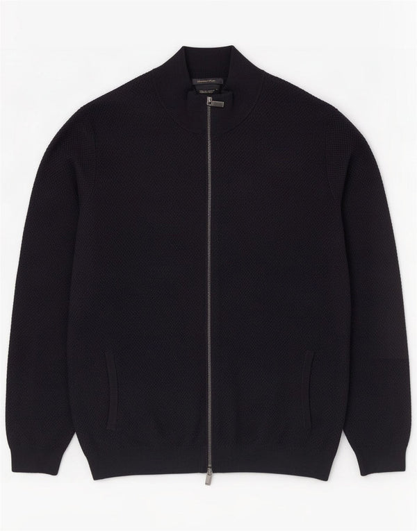 Massimo Dutti Ανδρική ζακέτα πουλόβερ XL Navy Blue Cotton
