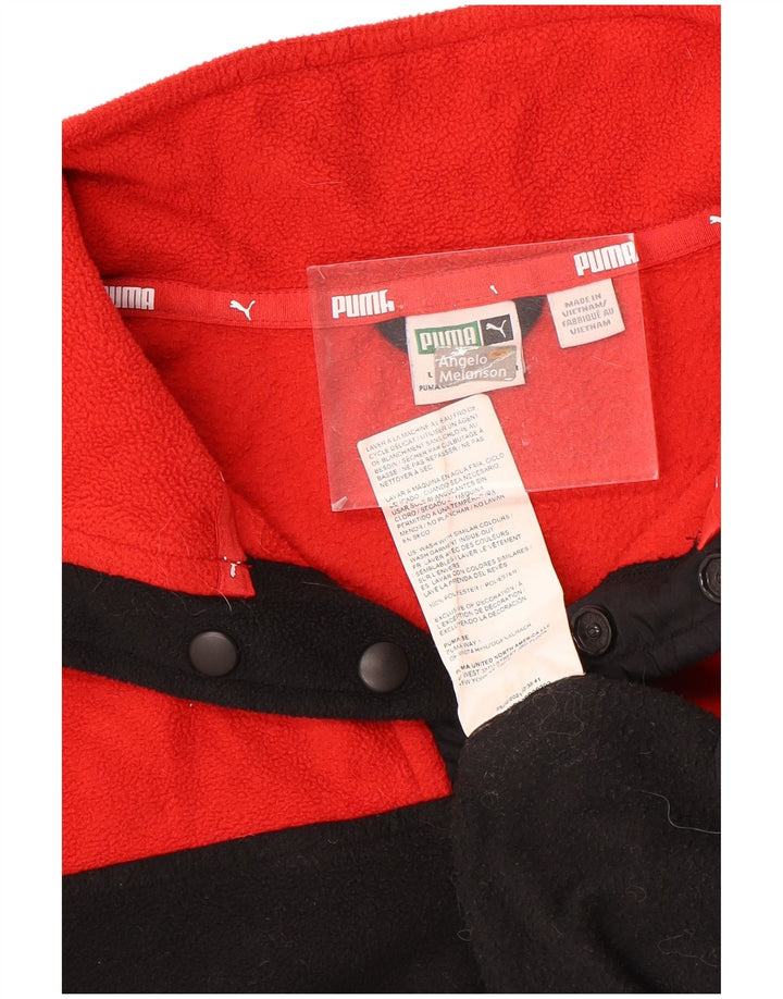 PUMA Boys Button Neck Fleece Jumper 11-12 Years Large Black Colourblock