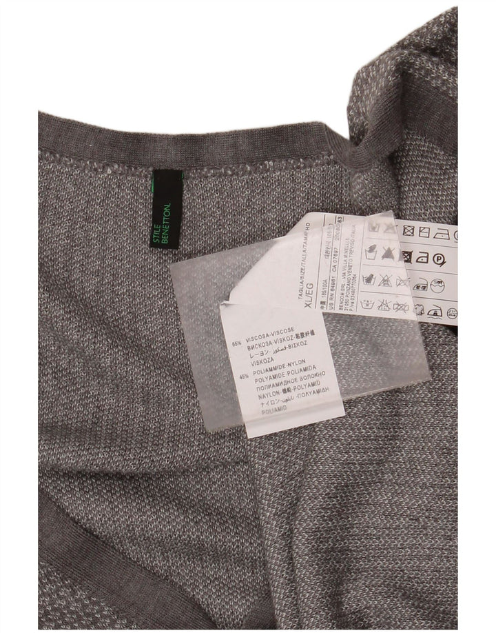 BENETTON Γυναικείο πουλόβερ ζακέτα UK 18 XL με γκρι φλύκταινες βισκόζη