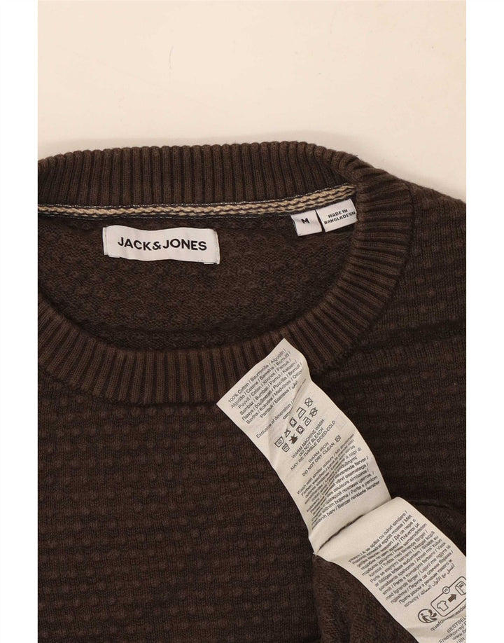 Jack & Jones Ανδρικό πουλόβερ με λαιμόκοψη μεσαίου καφέ βαμβακερό