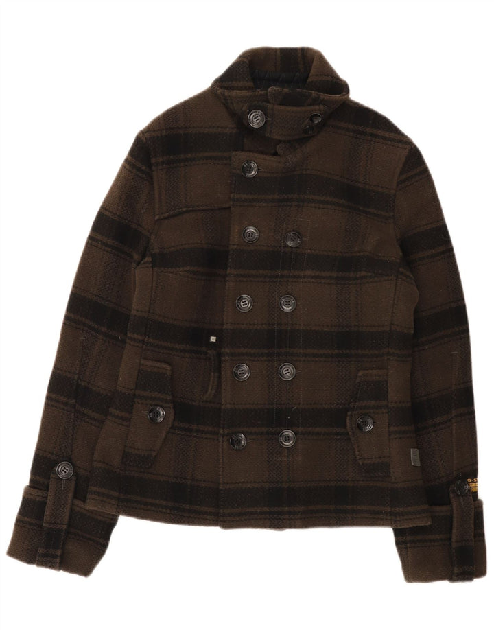 Γυναικείο παλτό μπιζελιού G-Star UK 10 Small Khaki Check Wool