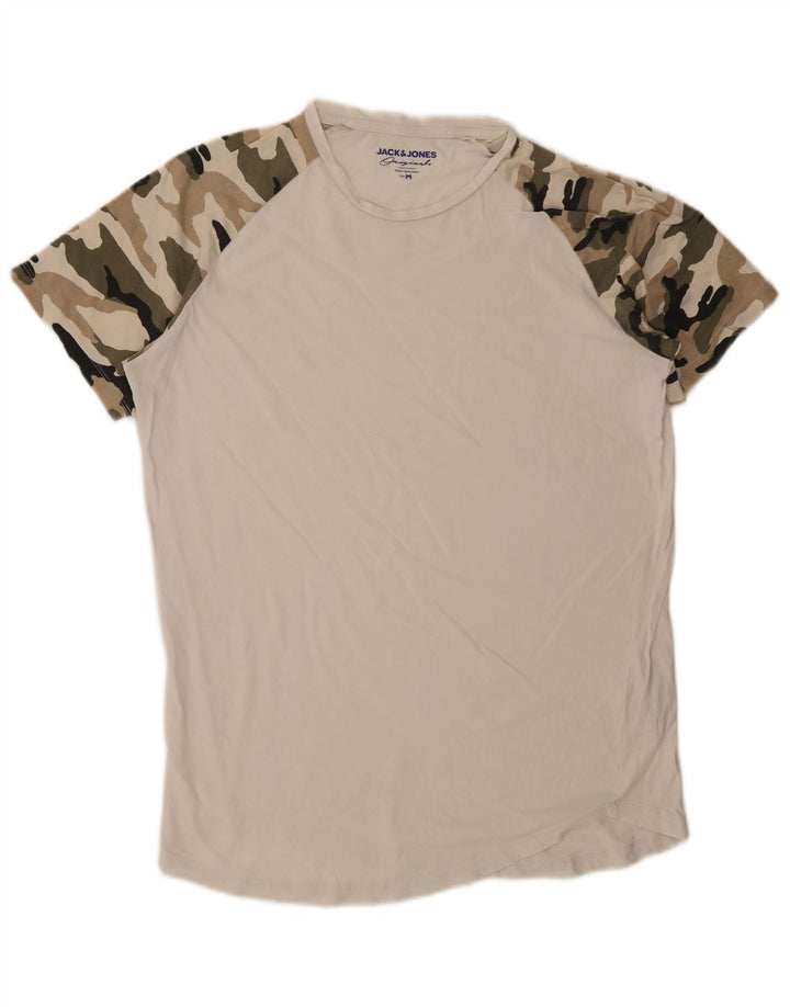 JACK & JONES Ανδρικό T-Shirt Top Βαμβακερό μεσαίο λευκό καμουφλάζ