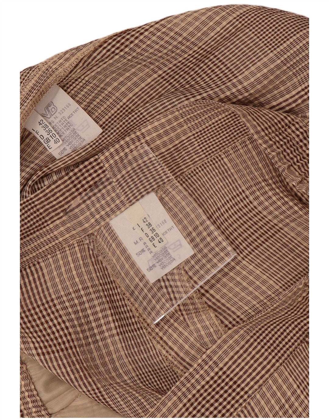 VINTAGE Γυναικείο σετ 4 κουμπιών 2 τεμαχίων UK 10 Small W28 Brown Check Acetate