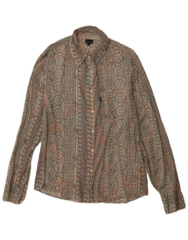 Γυναικείο πουκάμισο CALVIN KLEIN JEANS UK 20 2XL Γκρι φλοράλ βαμβακερό