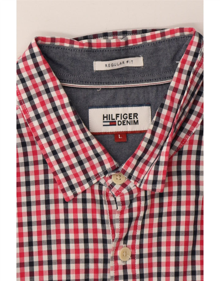 TOMMY HILFIGER Ανδρικό πουκάμισο με κανονική εφαρμογή κοντομάνικο μεγάλο κόκκινο καρό