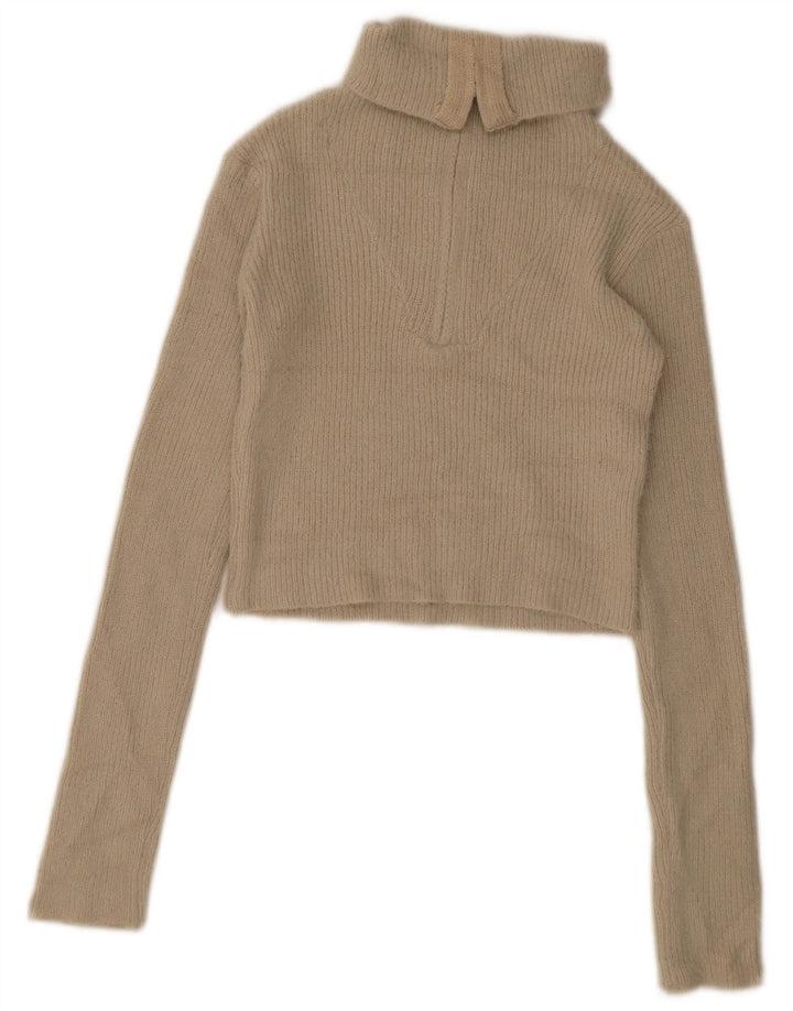 Γυναικείο πουλόβερ Zara Crop με φερμουάρ UK 12 Medium Beige