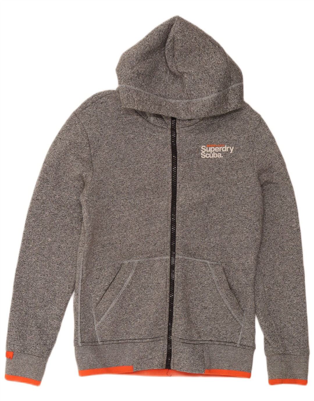 Ανδρικό πουλόβερ με κουκούλα με φερμουάρ SUPERDRY Μικρό βαμβακερό γκρι φλύκταινα