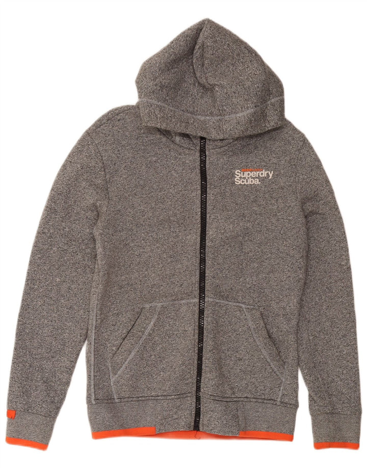 Ανδρικό πουλόβερ με κουκούλα με φερμουάρ SUPERDRY Μικρό βαμβακερό γκρι φλύκταινα