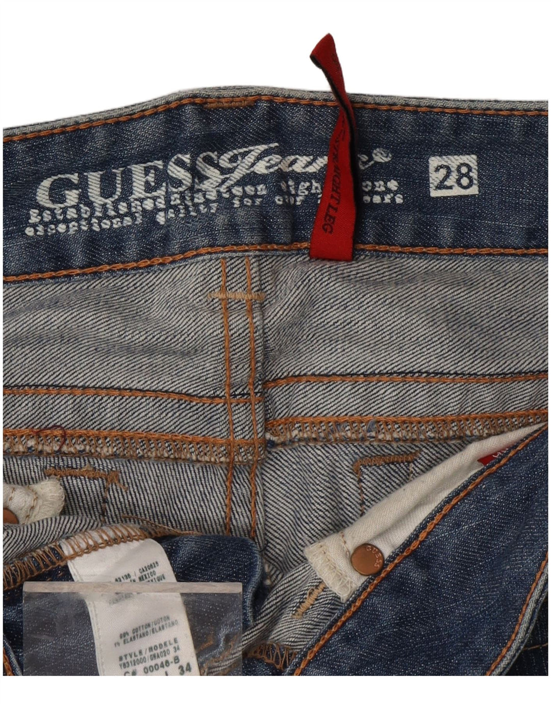 GUESS Γυναικείο ίσιο τζιν W28 L28 Μπλε βαμβακερό