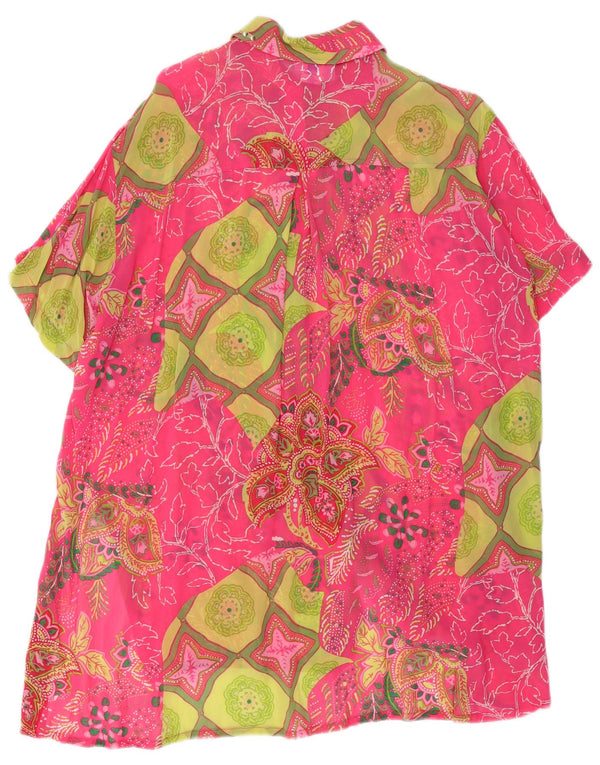 OCEANO Womens Longline See Through Shirt Blouse IT 46 Large Pink Paisley