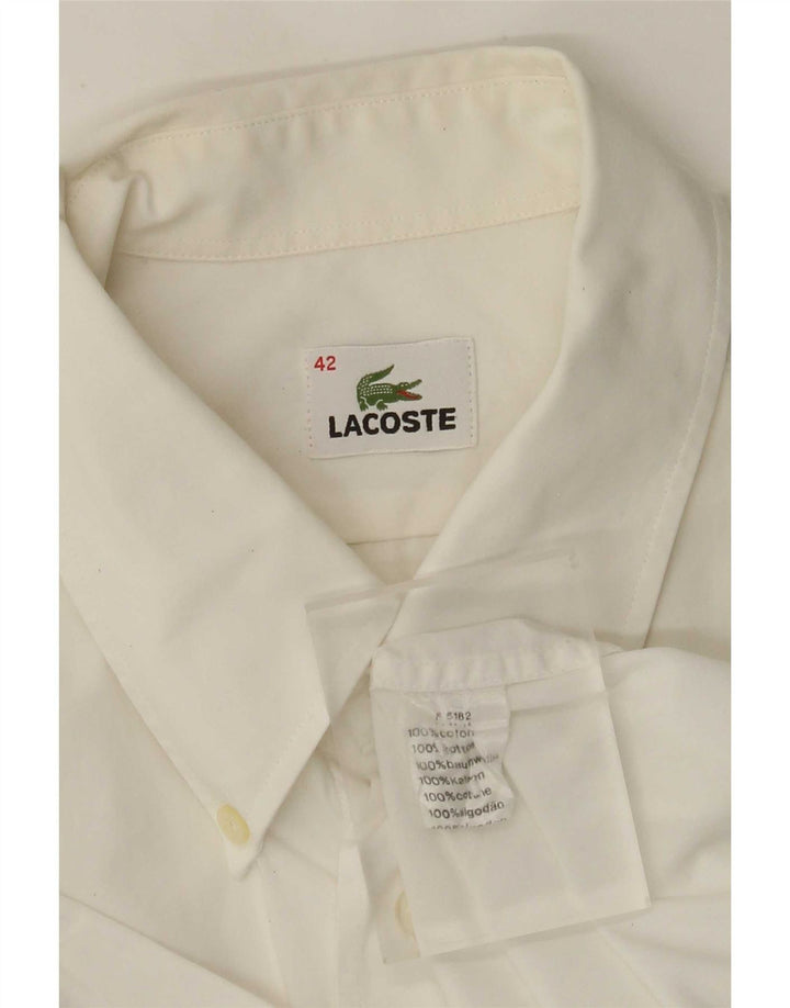 Ανδρικό κοντομάνικο πουκάμισο Lacoste Μέγεθος 42 Μεγάλο λευκό βαμβακερό