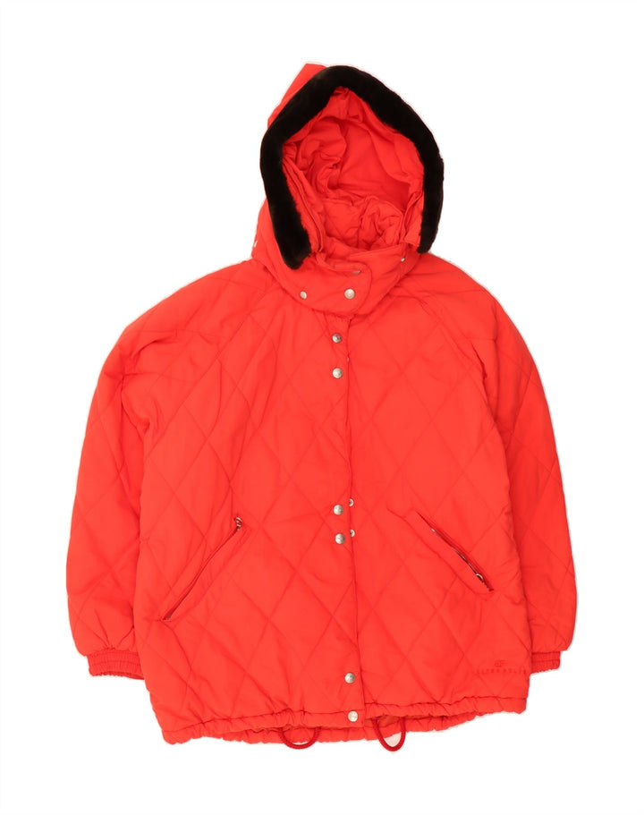 BELFE Womens Hooded Quilted Jacket IT 42 Medium Red Nylon Vintage Belfe and Second-Hand Belfe from Messina Hembry 