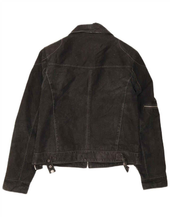 Vintage Γυναικείο Suede Jacket UK 10 Small Black Leather