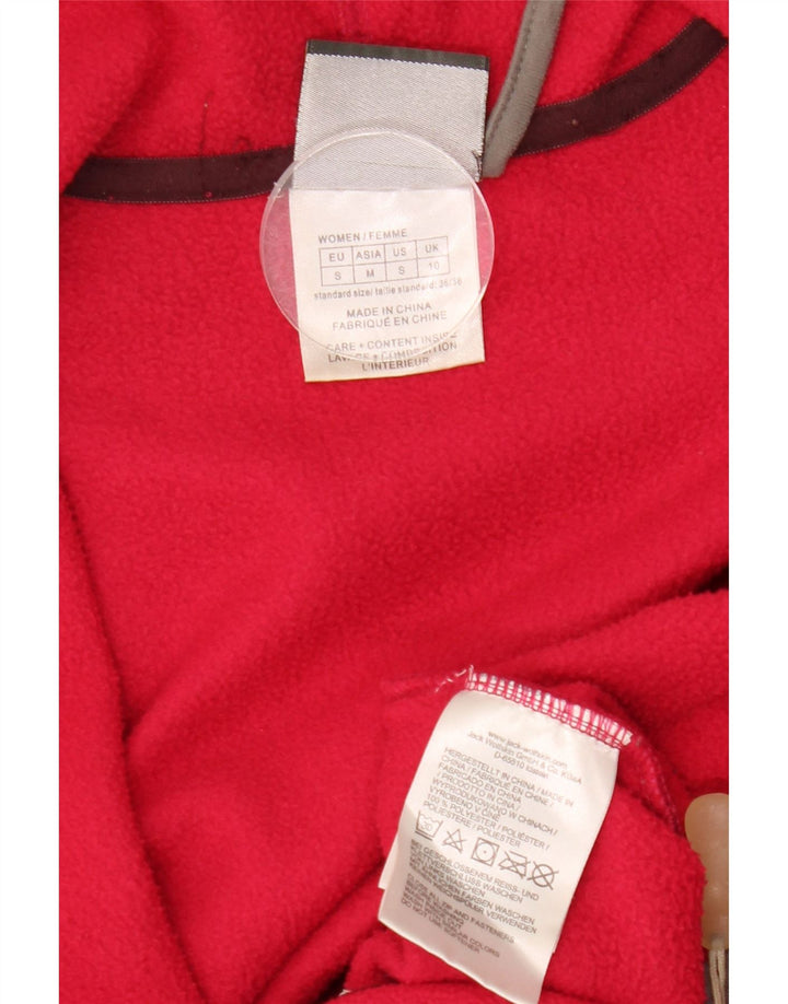 JACK WOLFSKIN Γυναικείο Μπουφάν Fleece με κουκούλα γραφικό UK 10 Small Red