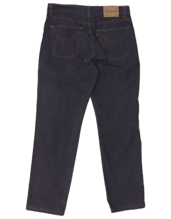 JECKERSON Mens Straight Casual Trousers W32 L28 Navy Blue Cotton