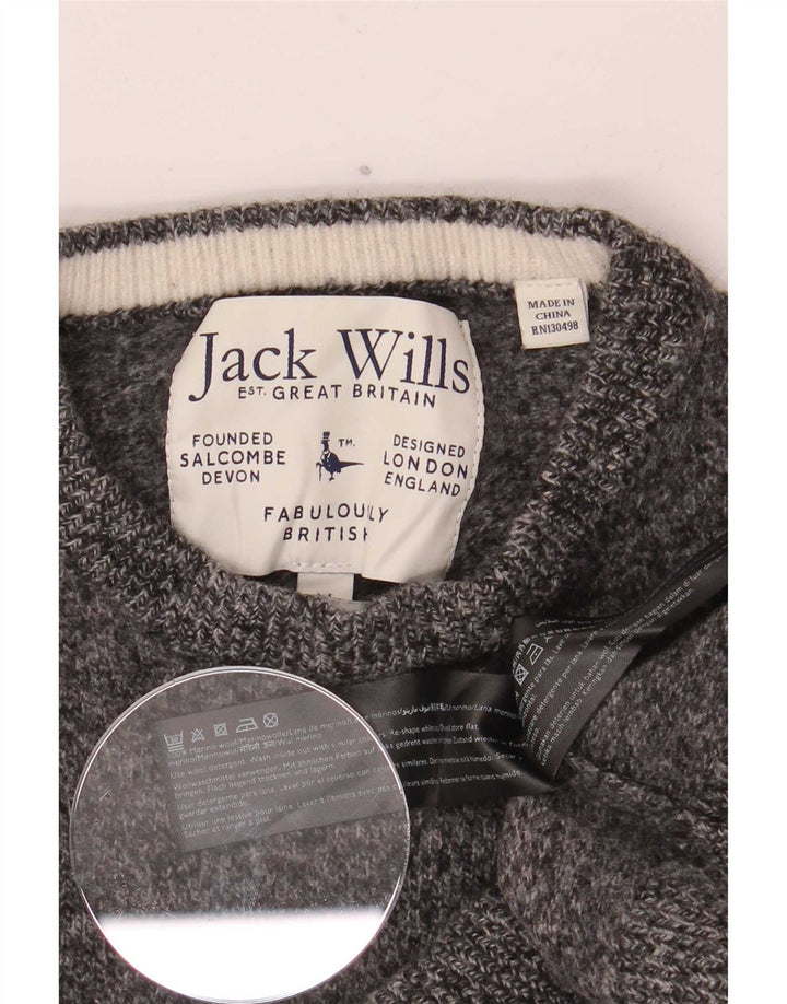 Jack Wills γυναικείο πουλόβερ με λαιμόκοψη UK 12 Medium Grey Flecked