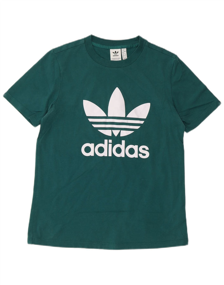 Γυναικείο γραφικό μπλουζάκι ADIDAS Top UK 12 Μεσαίο πράσινο βαμβακερό