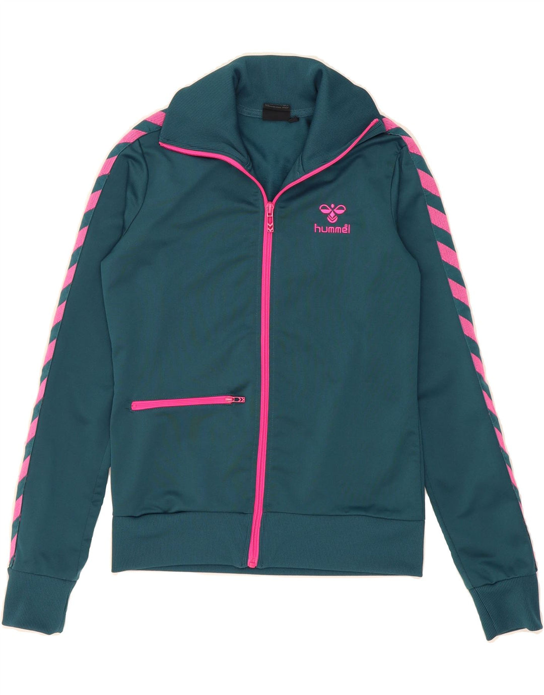 HUMMEL Womens Graphic Tracksuit Top Jacket UK 6 XS Blue Vintage Hummel and Second-Hand Hummel from Messina Hembry 