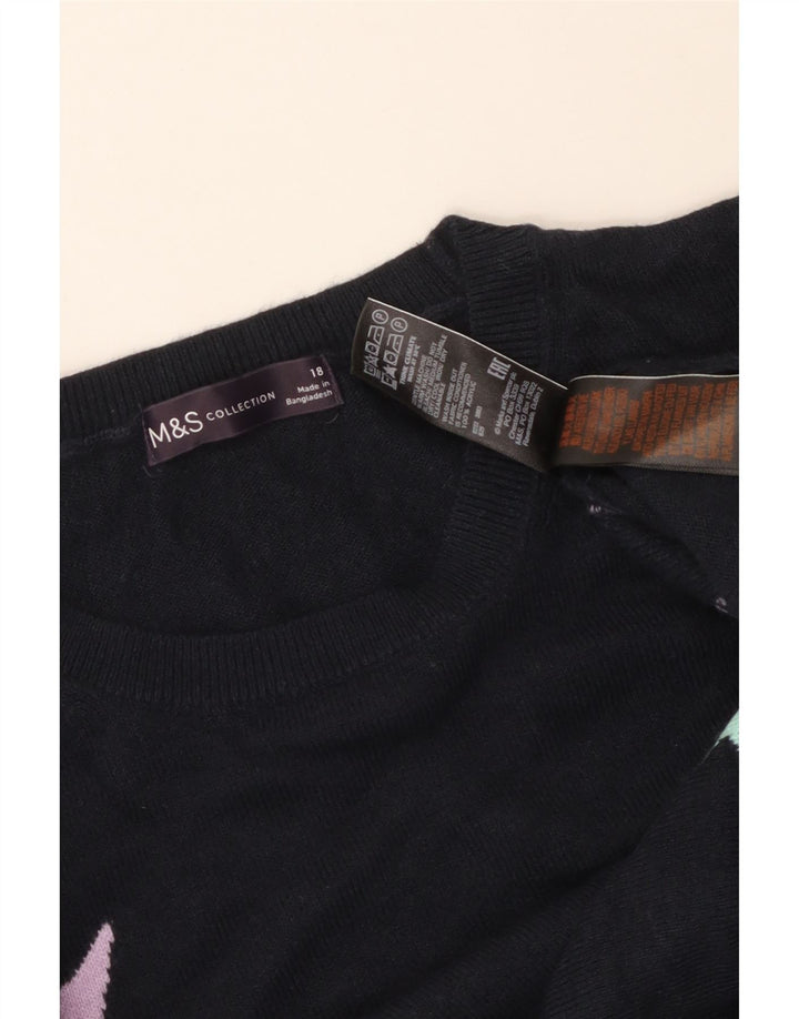 MARKS & SPENCER Γυναικείο πουλόβερ με λαιμό σκάφος UK 18 XL Navy Blue