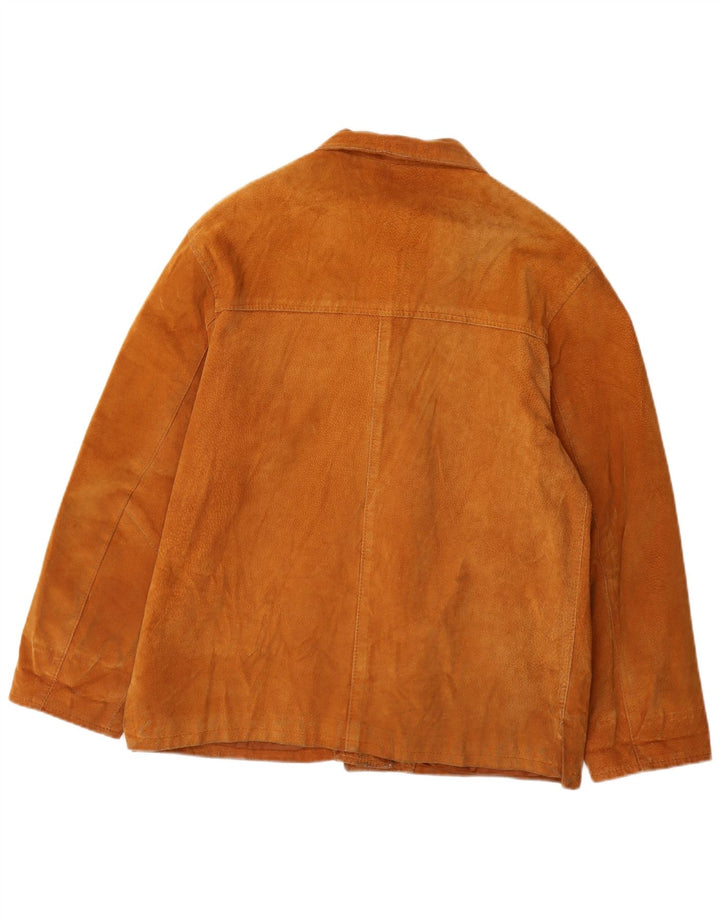 VINTAGE Γυναικείο Suede Jacket UK 14 Δερμάτινο μεσαίο καφέ