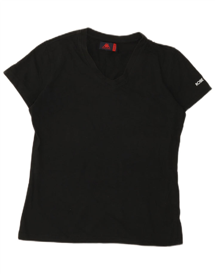 Kappa Γυναικείο T-Shirt Top UK 12 μεσαίο μαύρο βαμβακερό