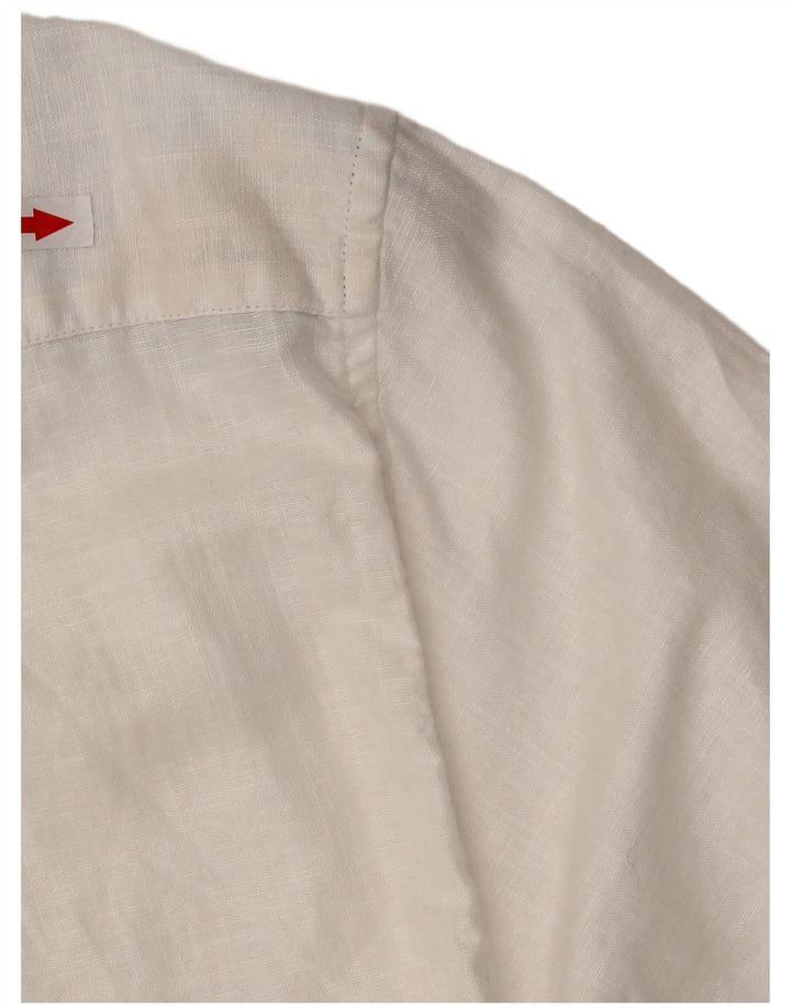 TED BAKER Ανδρικό κοντομάνικο πουκάμισο μέγεθος 5 XL Λευκό λινό