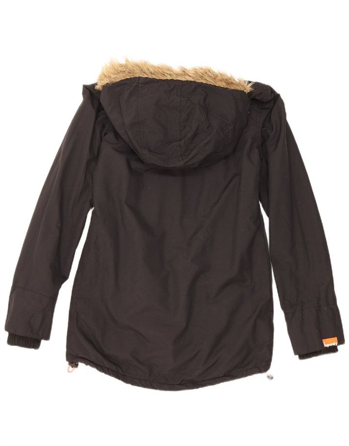 Superdry γυναικείο μπουφάν Parka με κουκούλα UK 6 XS μαύρο πολυεστέρα