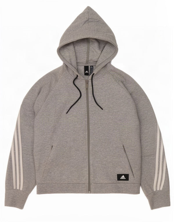 Γυναικείο πουλόβερ Adidas με φερμουάρ UK 20/22 XL γκρι βαμβακερό