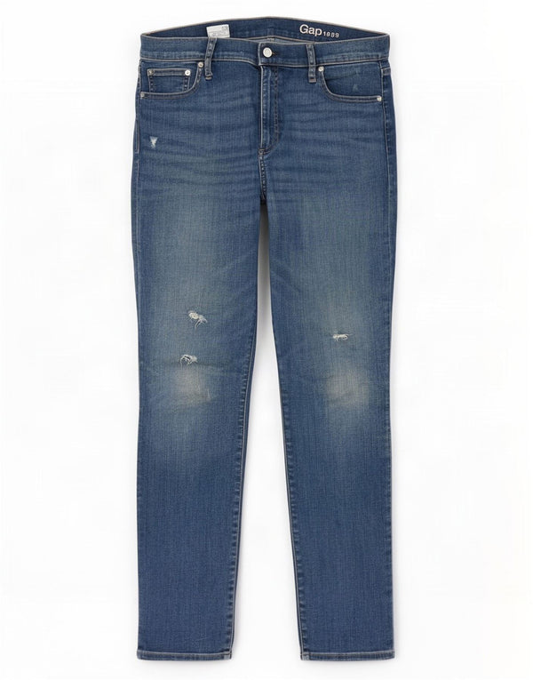 Gap Womens Resolution Distressed Slim Straight Jeans W33 L31 Blue