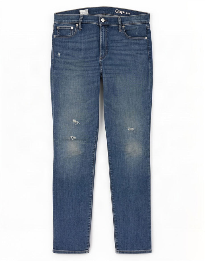 Gap Womens Resolution Distressed Slim Straight Jeans W33 L31 Blue