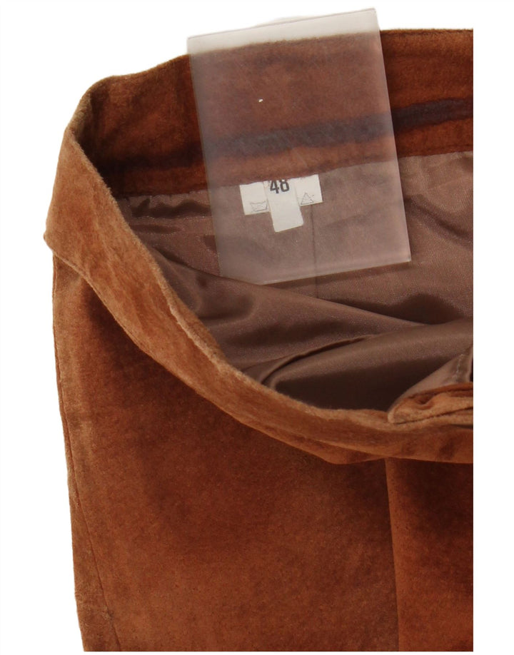 Vintage Γυναικεία Suede Pencil Φούστα W28 Δερμάτινη μεσαία καφέ