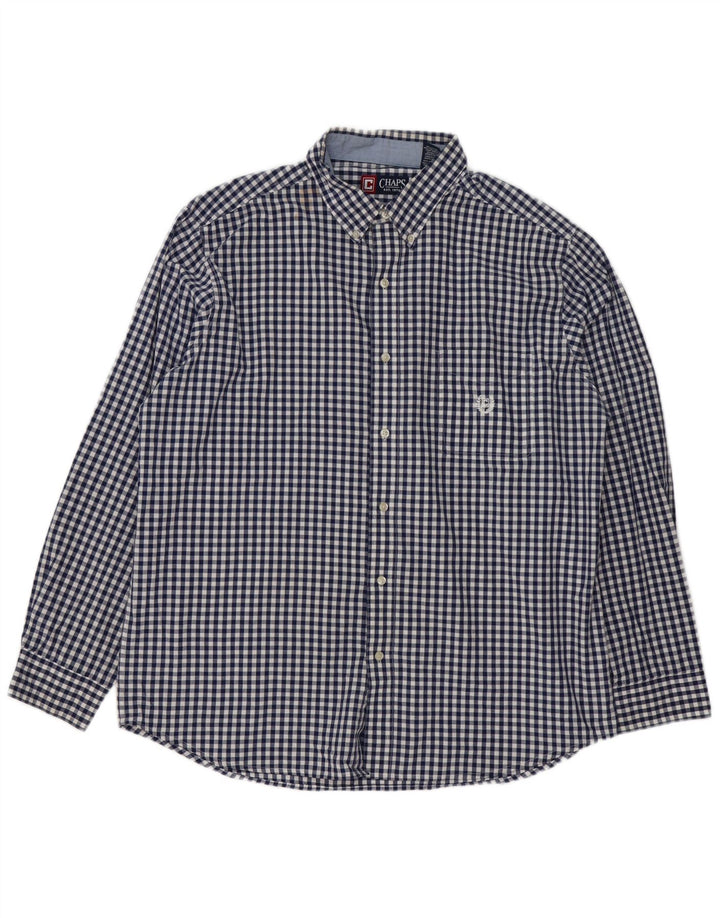 Chaps Ανδρικό πουκάμισο Easy Care XL Navy Blue Gingham Cotton