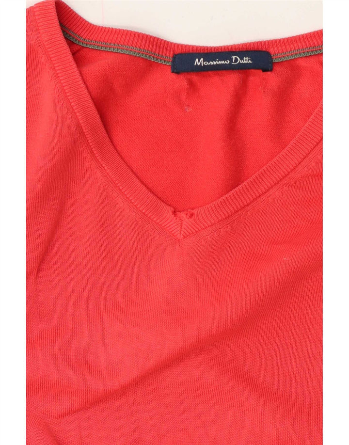 Ανδρικό πουλόβερ Massimo Dutti με V λαιμόκοψη, μεγάλο κόκκινο