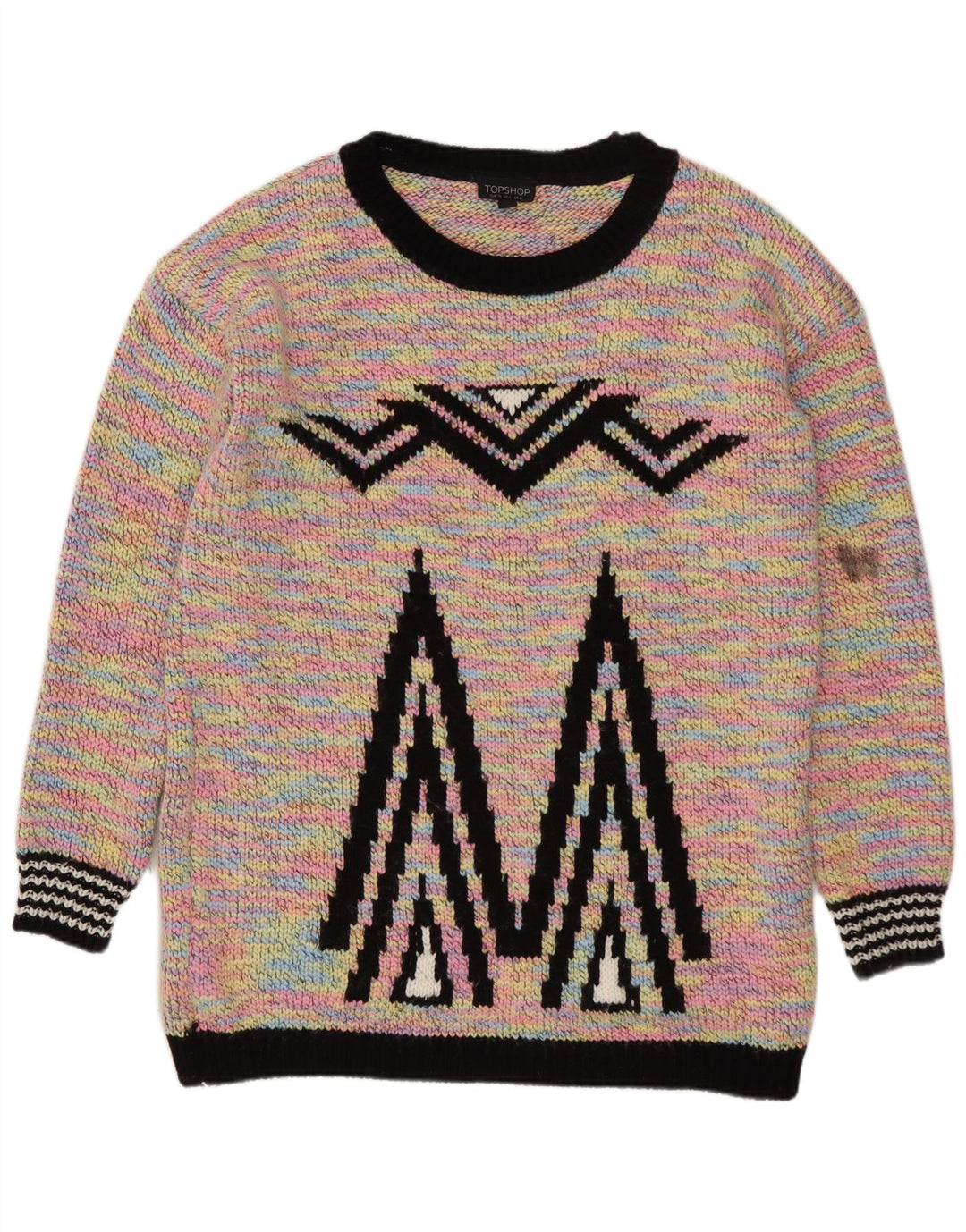 Topshop Γυναικείο πουλόβερ με λαιμόκαυστο UK 8 Μικρό πολύχρωμο γεωμετρικό