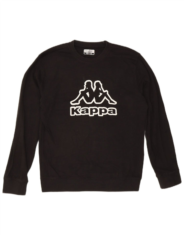 KAPPA Mens Graphic Sweatshirt Jumper Medium Black Cotton