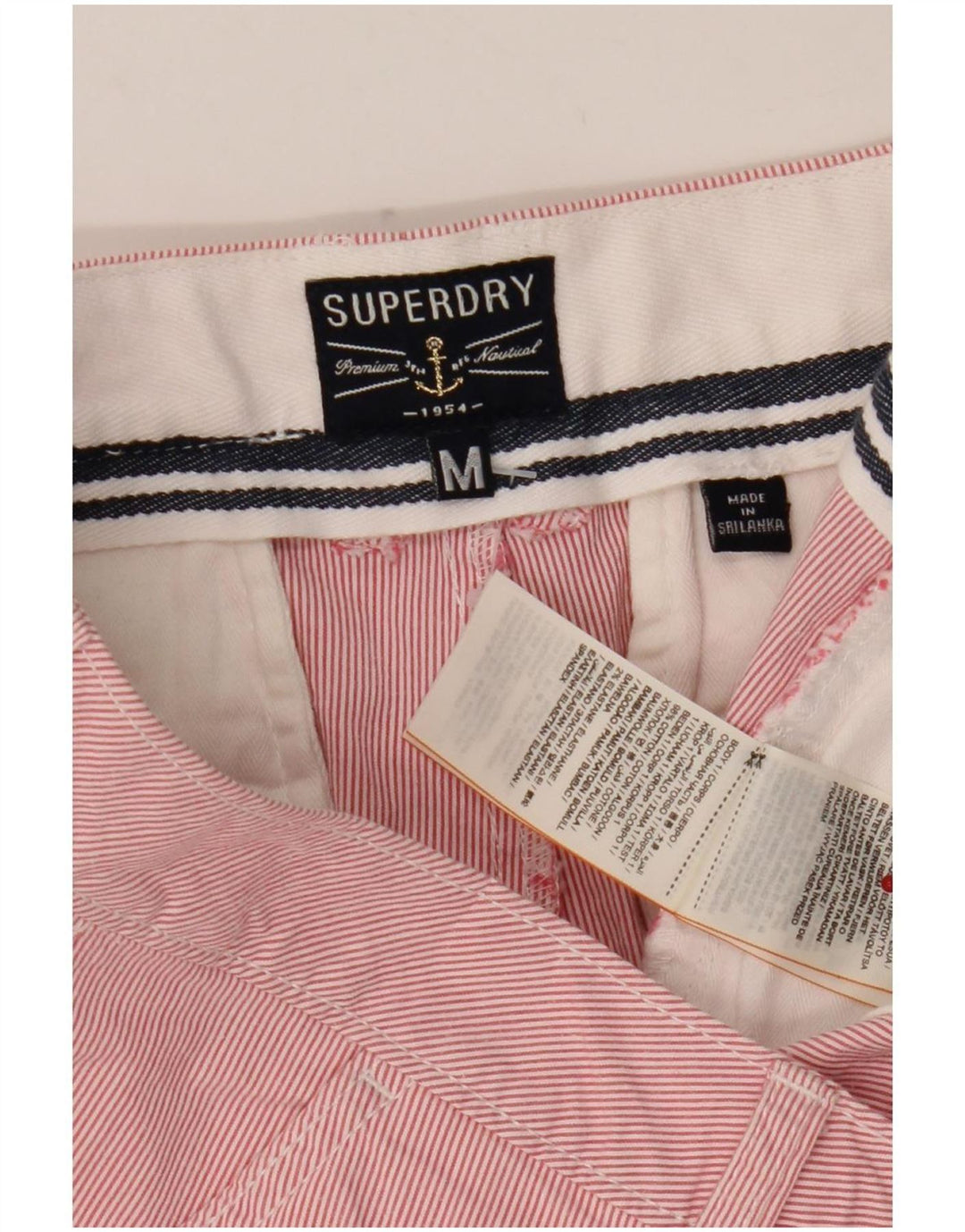Ανδρικό σορτς Chino Superdry, μεσαίο W32, βαμβακερό σε ροζ ρίγες