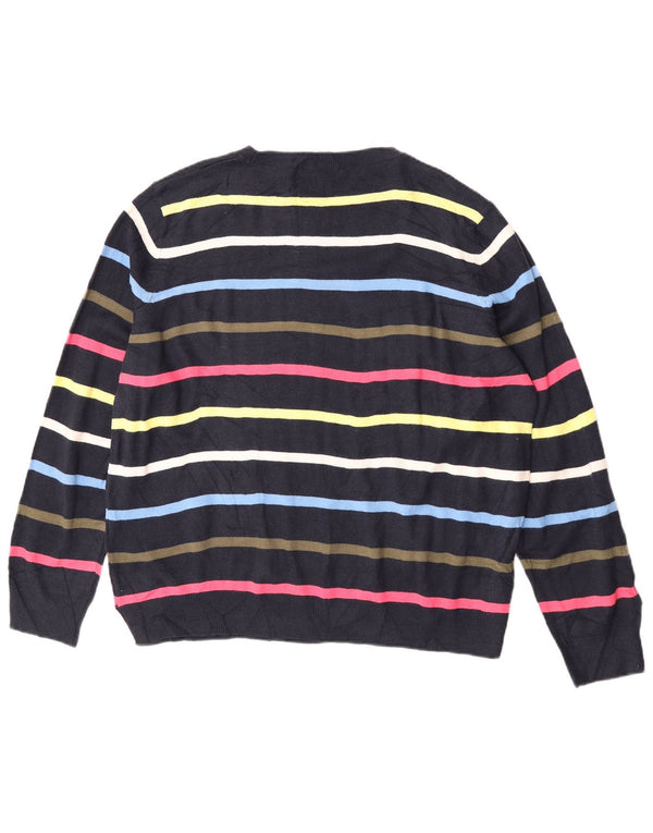 Marks & Spencer Γυναικείο πουλόβερ με λαιμό σκάφος UK 20 2XL Navy Blue ριγέ