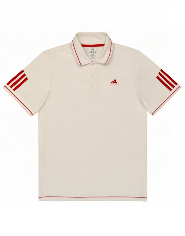 Ανδρικό πουκάμισο Adidas Polo από μεσαίο λευκό πολυεστέρα