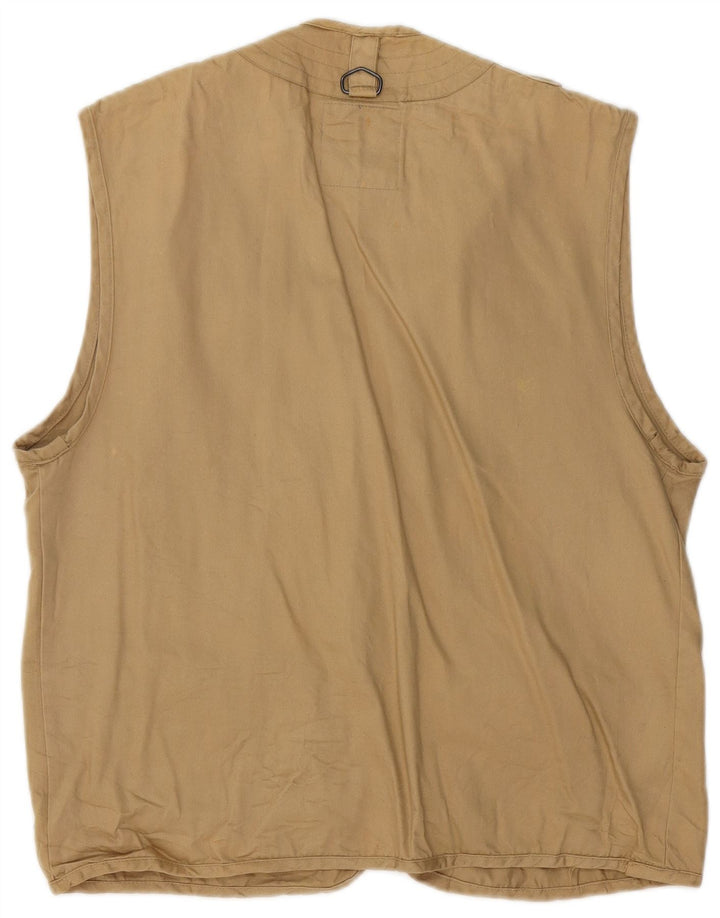 Vintage Mens Utility Gilet UK 38 Medium Beige Cotton
