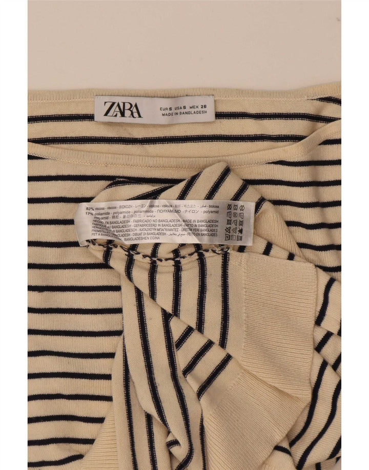 Zara γυναικείο υπερμεγέθη μακρυμάνικο UK 10 Small Beige ριγέ ναυτικό