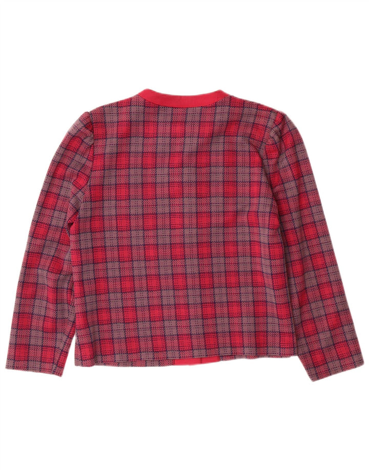 Vintage γυναικείο μπλέιζερ με 5 κουμπιά UK 14 Medium Pink Plaid Classic