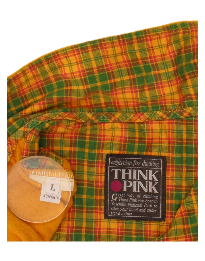 Σκεφτείτε Pink Mens Zip Neck Fleece Jumper Large Yellow