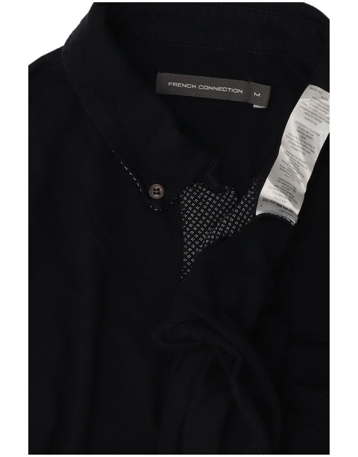 Ανδρικό πουκάμισο πόλο γαλλικής σύνδεσης, μεσαίο μπλε βαμβακερό