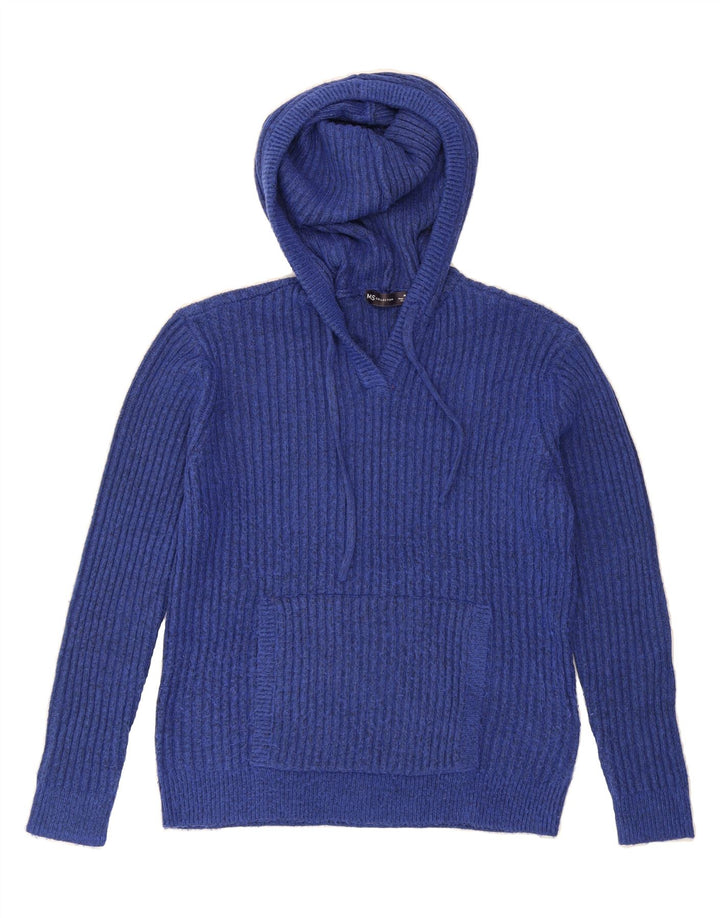 MARKS & SPENCER Womens Hooded Jumper Sweater UK 14 Medium Blue Polyester Vintage Marks & Spencer and Second-Hand Marks & Spencer from Messina Hembry 