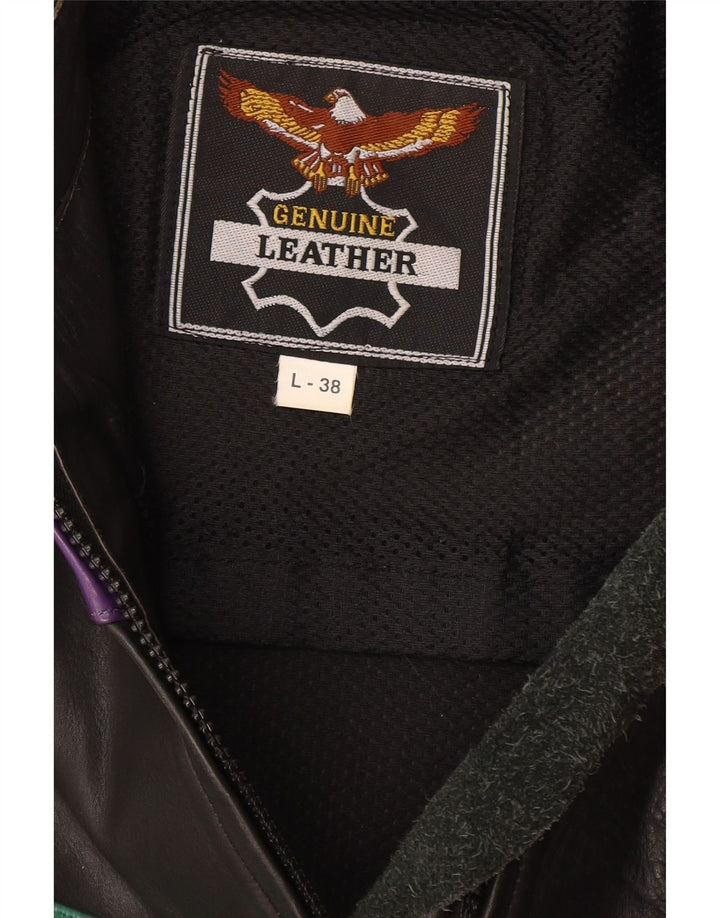 ROLEFF Γυναικείο Crop Jacket UK 14 Large Black Colourblock Δερμάτινη μοτοσυκλέτα