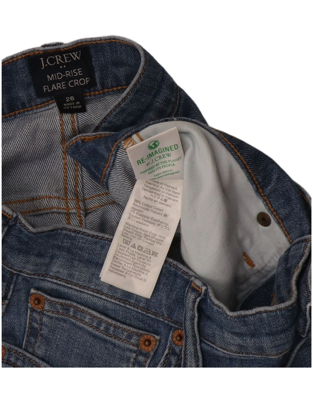 J. Crew Γυναικείο Μεσοπρόθεσμο Crop Flared Jeans W26 L27 Μπλε βαμβακερό