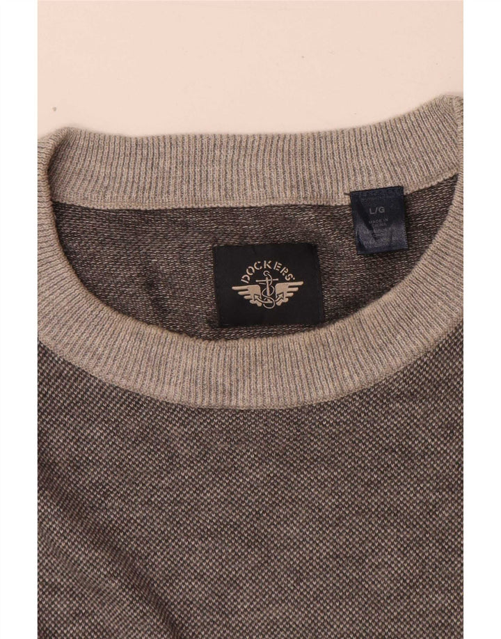 Ανδρικό πουλόβερ Dockers Crew με λαιμόκοψη σε μεγάλο γκρι χρώμα
