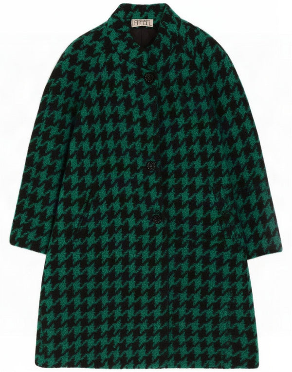 Vintage Womens Overcoat UK 18 XL Green Houndstooth